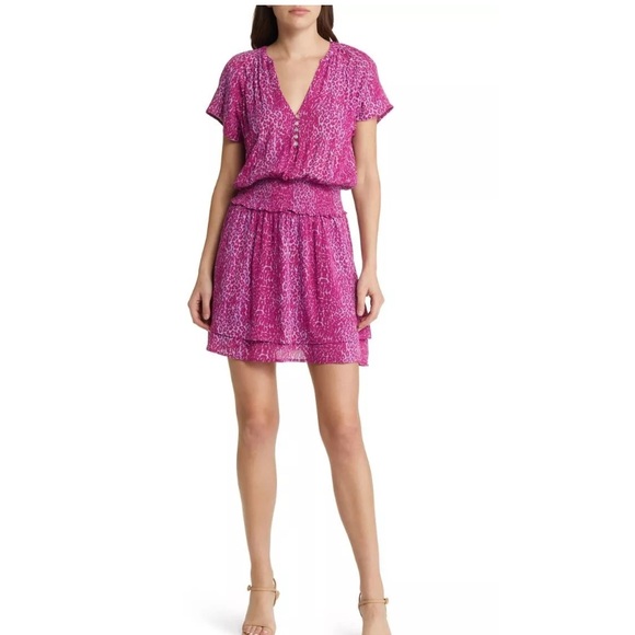 NWOT RAILS Karla Leopard Print Mini Dress in Magenta Cheetah - Picture 3 of 15
